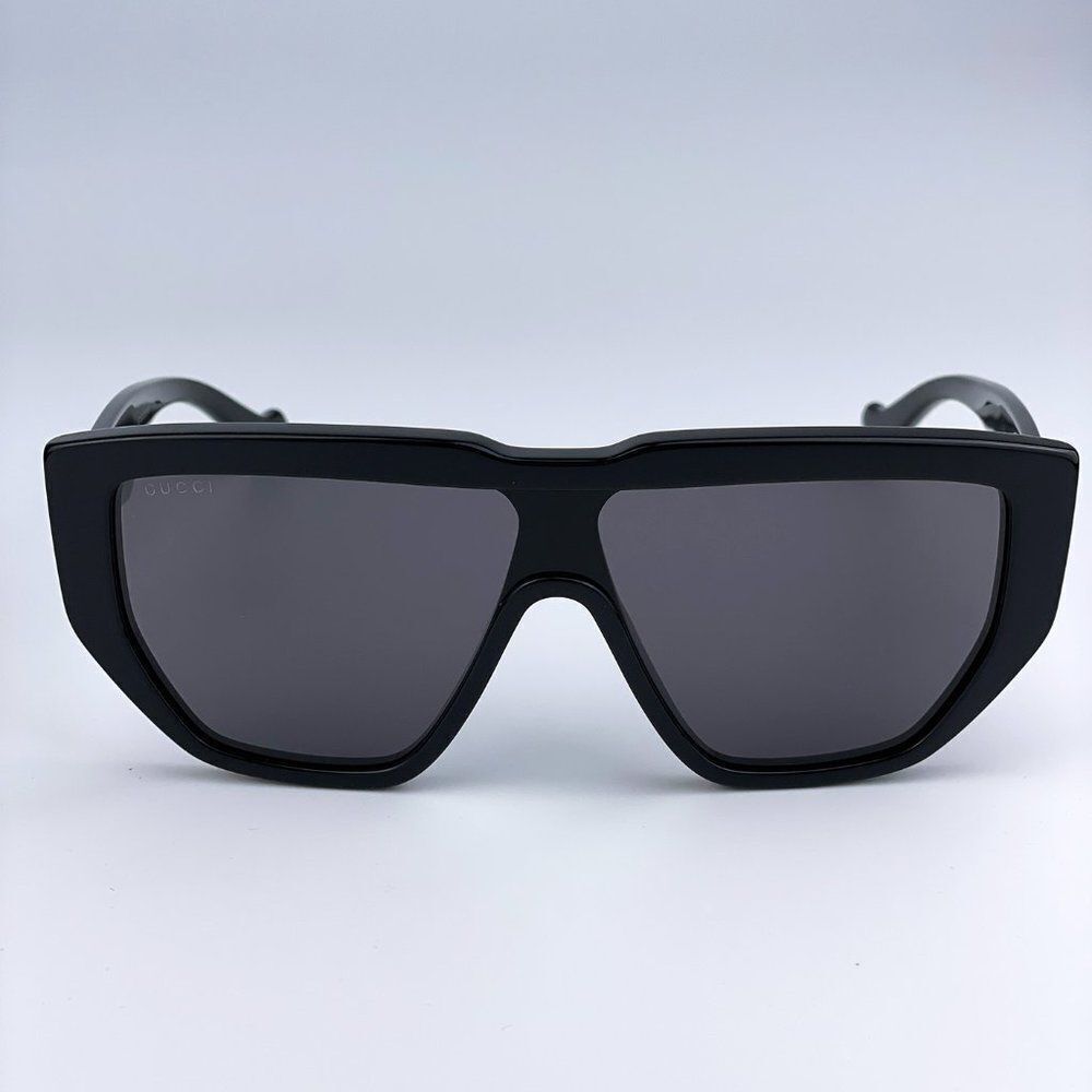 NEW Gucci LOGO GG0997S 002 Black Gray Shield Unisex Sunglasses - Picture 3 of 11